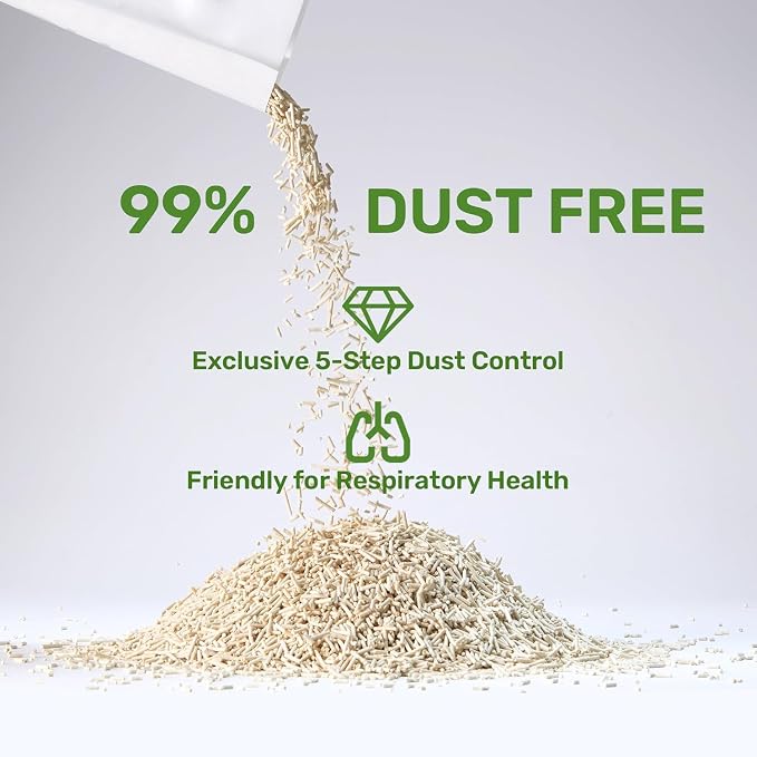 FUKUMARU Tofu Cat Litter, Soybean Fiber & Corn Starch Pellets, 32lb | White Pellets for Easy Spotting, Plant-Based Ingredients, Odor Control, Low Dust, Fast Clumping
