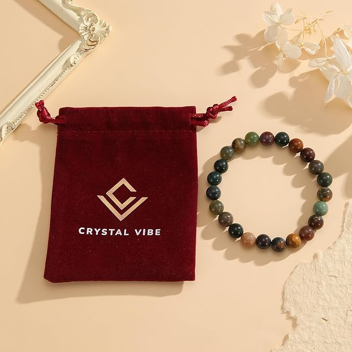Crystal Vibe 8mm Beaded Bracelets For Women Men - Healing Crystal Bracelet - Adjustable Size