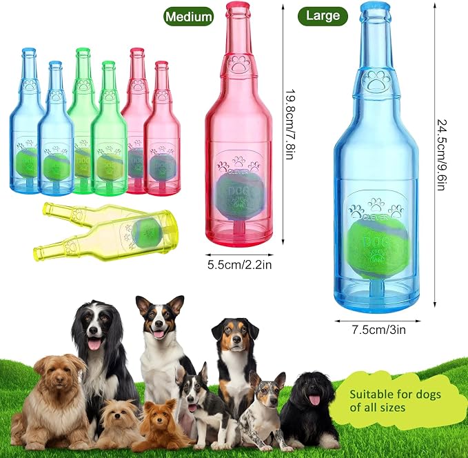 Water Bottle Dog Toy for Aggressive Chewers, Cute Squeaky Indestructible Water Bottle Dogs Chew Toys for Medium/Small Dogs Interactive Dog Toys to Exercise and Accompany (Red-Large)