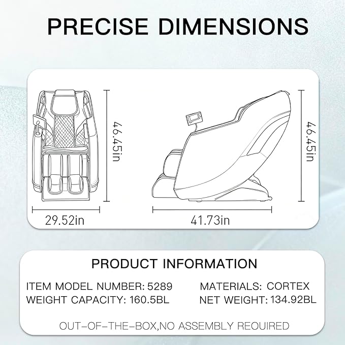 F&G Full Body Massage Chair with 8-Point Fixed Nodes,Zero Gravity Chair, Waist and Leg Heating,Bluetooth Music,LED Remote Control,Automatic Program,Adjustable Calves