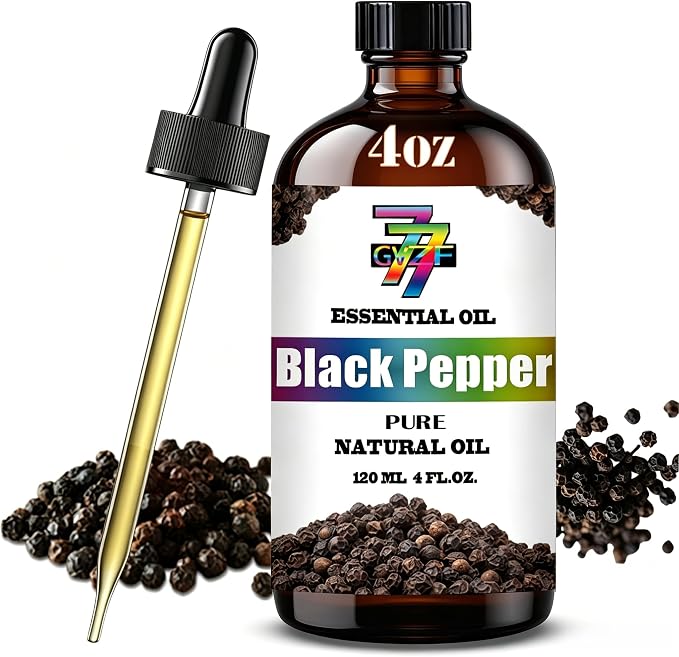 Black Pepper Essential Oil, Black Pepper Oils, for Diffuser, Massage, DIY Candles, Soap, Humidifier, Yoga, Gift, Essential Oil, GV77ZF Black Pepper Fragrance Oil - 4 fl oz (120 ml)