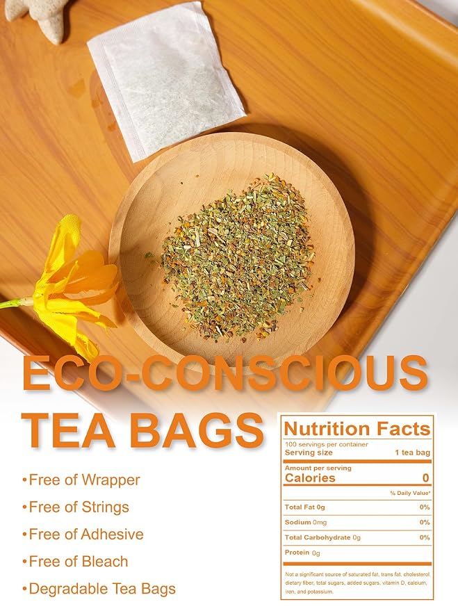 TeeLux Dandelion Herbal Tea, Roasted Dandelion Root with Peppermint, Milk Thistle, Turmeric, Licorice, Roasted Aroma, Smooth & Refreshing, 100 Count