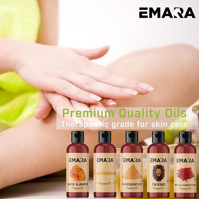 EMARA All Natural Earthy Sandalwood Essential Oil for Diffusers, Skin Care, Aromatherapy Fragrance Oil, Organic Therapeutic Grade 4 fl oz