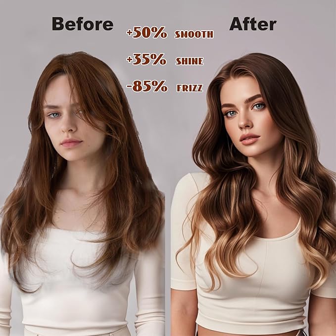 3-in-1 Thermal Brush for Blowout Look, 1.5 Inch Detachable Ion Ceramic Heated Round Brush for Hair Straightening and Curling Styler Tools, Makes Hair Smoother, Dual Voltage(Rose Gold)