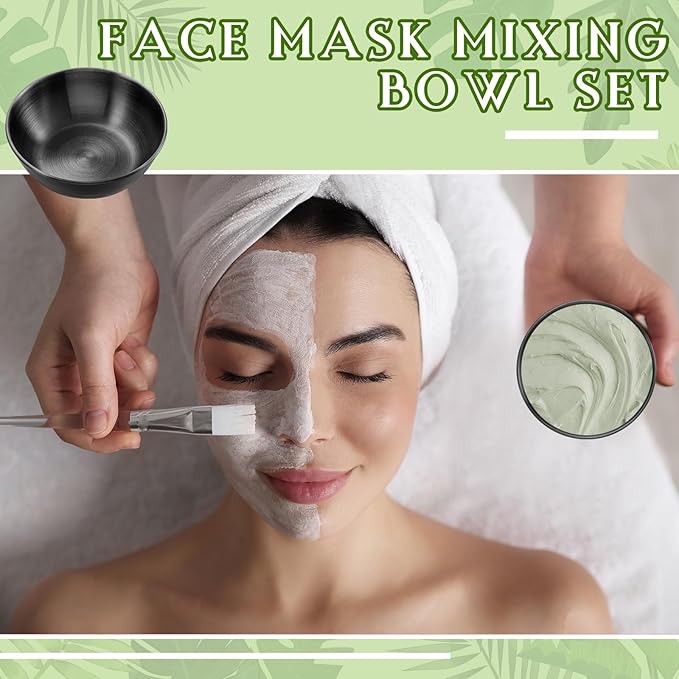 12 Pcs 3.23 In DIY Face Mask Mixing Bowl Stainless Steel Esthetician Facial Mask Bowl Facial Small Mixing Esthetician Supplies for Lady Women Skincare Home Salon Cosmetic Beauty (Black)