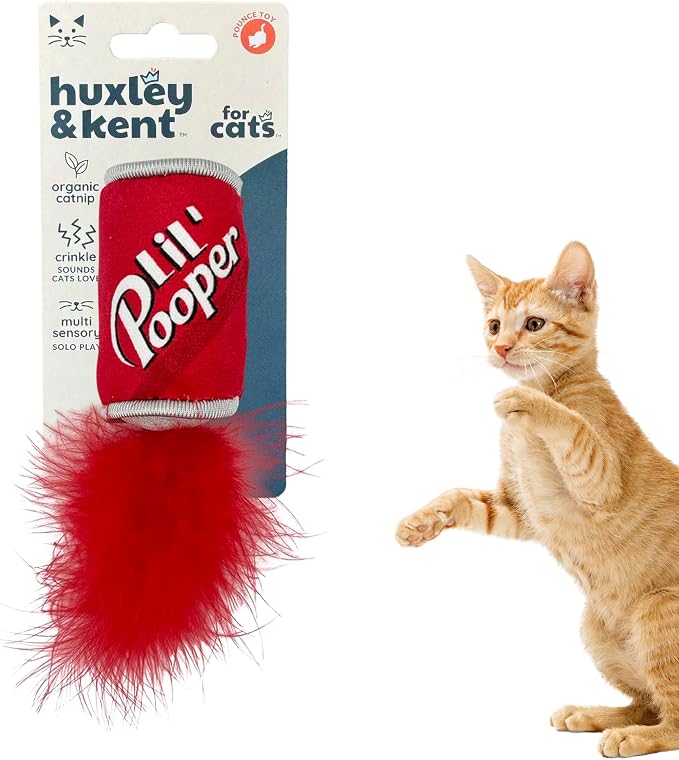 Huxley & Kent Plush Crinkle Catnip Cat Toy, Lil' Pooper