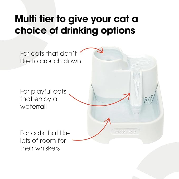 Cat Mate Genuine Pet Fountain 3-Level Fountain, Polymer-Carbon Filter, Super-Quiet Isolated Pump System…