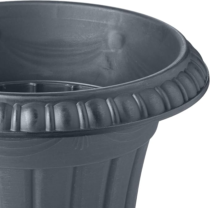 Arcadia Garden Products PL10GY Indoor/Outdoor Classic Traditional Plastic Urn Planter, 15" x 13", Gray