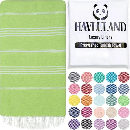 HAVLULAND Turkish Beach Towels, Oversized 40"x72" Turkish Bath Towel, Highly Absorbent Quick Dry Sand Free Beach Towels for Beach Pool Spa Gym Yoga Travel Camping Picnic Blanket - Pistachio