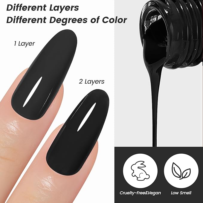 YTD Likomey Black Gel Nail Polish,15ml Salon Home DIY Manicure and Pedicure Fall Winter UV Color Varnish,0.5 Fl Oz CS002