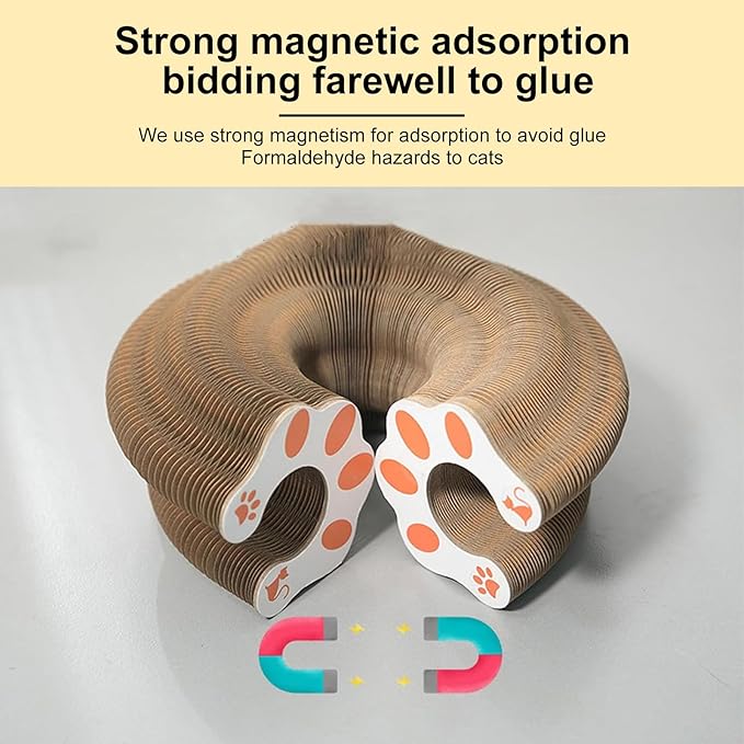 Kitty Curls Cat Toy,Foldable Magic Organ Toy,Cat Scratcher Board with Ball | Foldable Recyclable Cat Accordion Toy for Indoor Cat Playing,Interactive Scratch Pad
