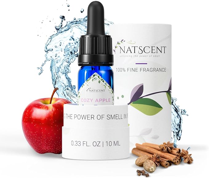 Cozy Apple Essential Oils for Diffusers for Home, Nature-derived Fall Essential Oils, Long-Lasting & Family-Friendly Diffuser Oils Scents, IFRA Certified, Cold Air & Ultrasonic - 0.33 oz