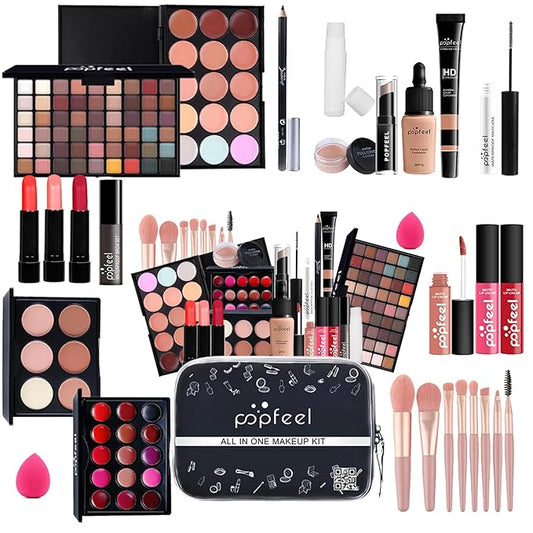 Makeup Kit All-in-one Makeup Gift Set for Women Full Kit Gift Set for Women,Girls & Teens,Eyeshadow Palette, Lip Gloss Set, Lipstick, Blush, Foundation, Concealer,Makeup Brush Set