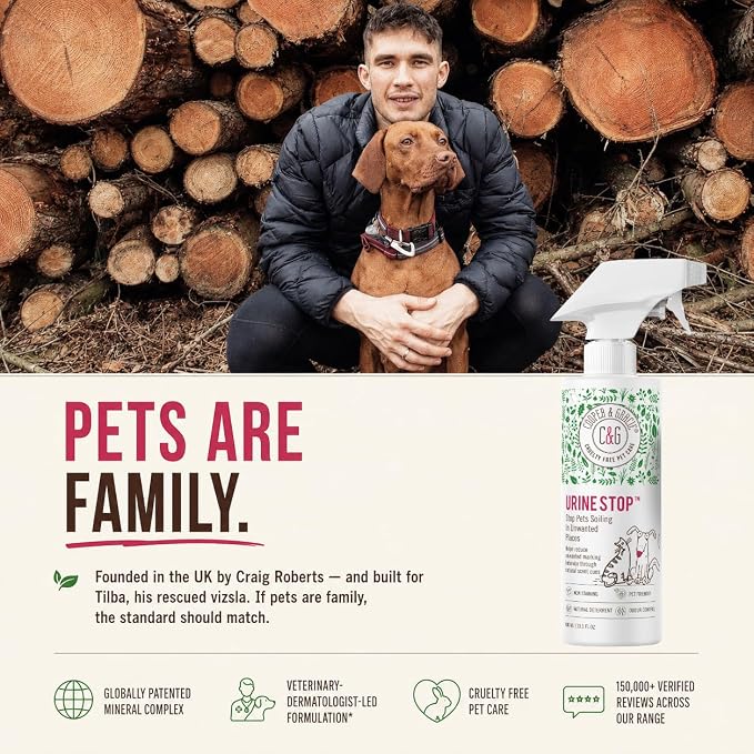 Cooper and Gracie Urine Stop Spray for Pets Odor Neutralizer Training Aid | Deters Repeat Marking, Neutralizes Odors, Supports Consistent Indoor Training, Plant-Based, Patented Mineral Complex, 400ml