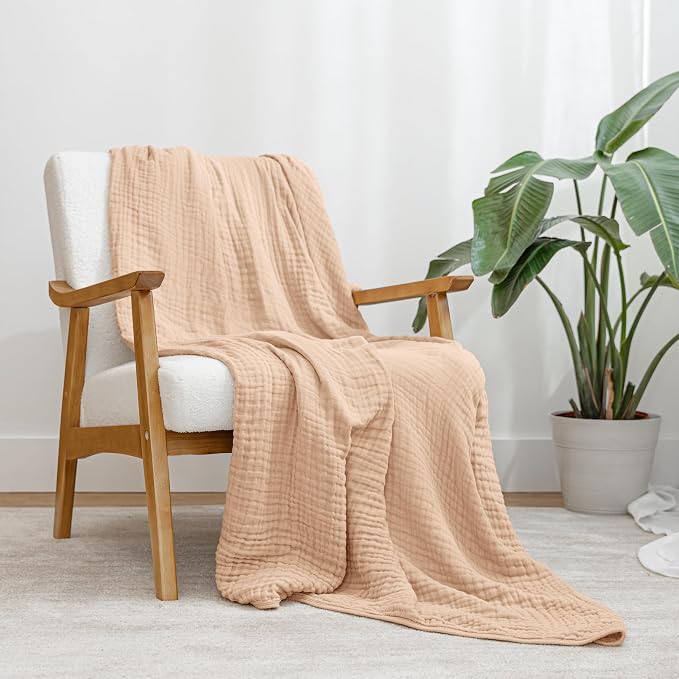Comfy Cubs Adult Muslin Blanket 90x66” Twin Swaddle Blankets, Cream | 6 Layer Soft, Breathable & Lightweight Muslin Adult Blanket - Machine Washable & Designed in the US Bedding for All Seasons