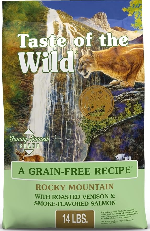 Taste of the Wild Rocky Mountain Dry Cat Food, Roasted Venison, 14lb | Kitten, Adult & Senior Cats | High Protein | Grain Free Recipe* | Nutrient Dense to Help Support Peak Health