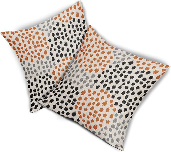 Black Orange Pillow Covers 20x20 Set of 2 Fall Colored Art Dot Decorative Throw Pillows Trendy Print Outdoor Pillowcase Holiday Halloween Cushion Cover Linen Pillow Case Decor for Sofa Couch Bed