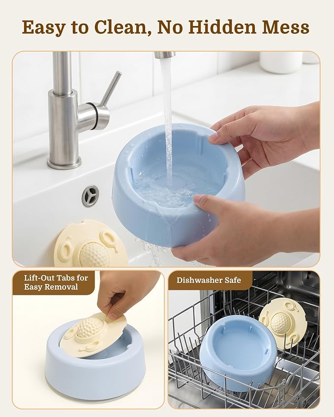 [2026 Upgrade] Slow Feeder Dog Bowl with Rolling Ball[Anti-Swallow],Dog Enrichment Toys for Liquid Treats, 3 Suction Cups Grip Smooth Surfaces, 250 mL Capacity for Broth and Yogurt