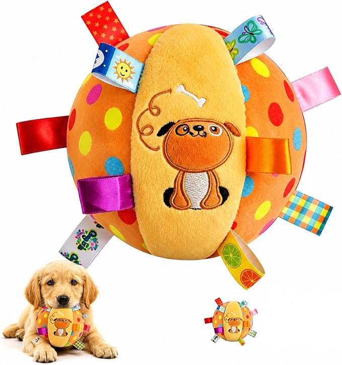 Colorful Squeaky Hanging Dog Training Toy, Hanging Ball for Dogs, 6-Inch Soft Stuffed Ball with Cotton Material, Pet Interactive Fetch Toy for Dog(Dog)
