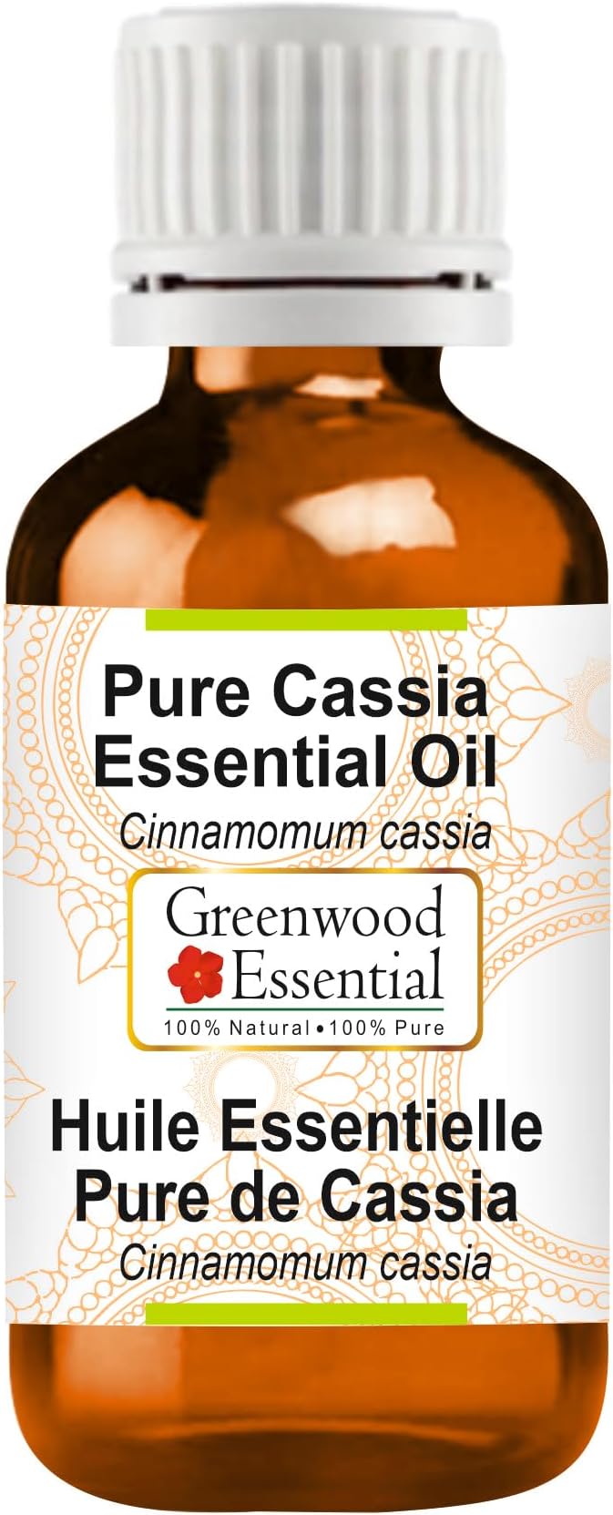 Greenwood Essential Cassia Essential Oil (Cinnamomum Cassia) Pure | Non-Sticky | Non-Greasy | Lightweight | Men & Women | All Skin Types | Steam Distilled 100ml (3.38 oz)