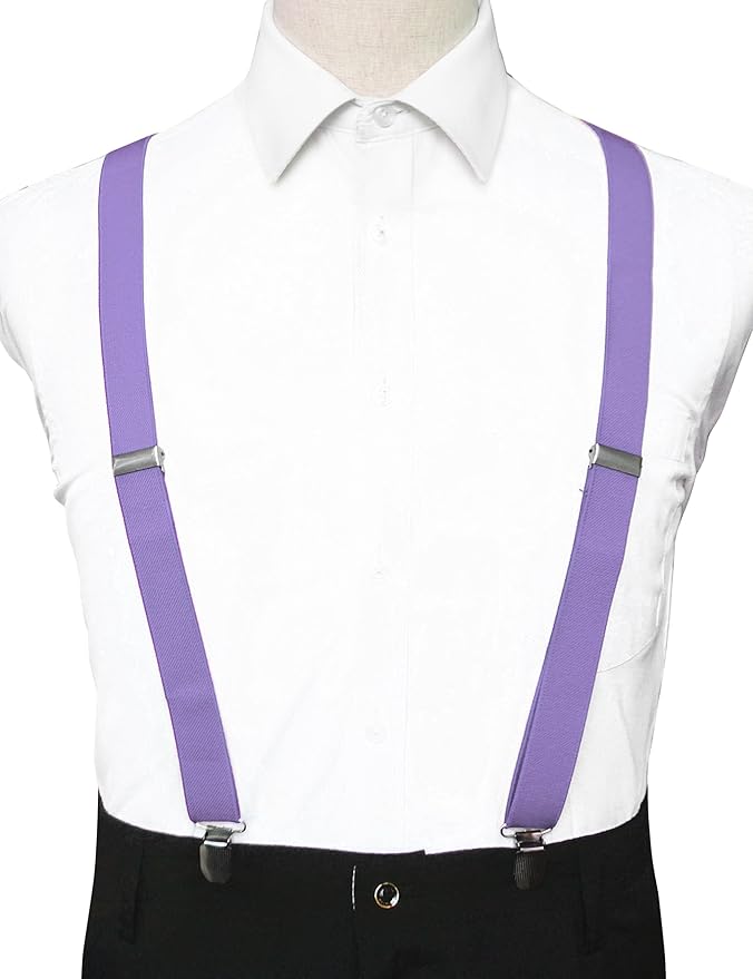 JEMYGINS Solid Color Mens Suspender with 3 Strong Clips Adjustable Braces
