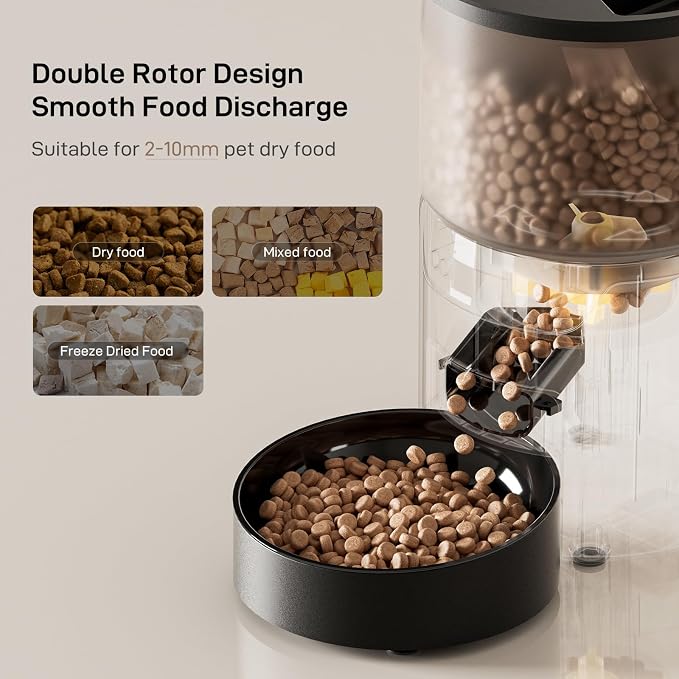 IMIPAW PET Automatic Cat Feeder: 3L Auto Food Dispenser with Timed Feeding| 6 Meal Programmable& 1-20 Portion Precise Control- Easy to Clean & Setup for Cat Indoor| Desiccant Bag Keep Food Fresh