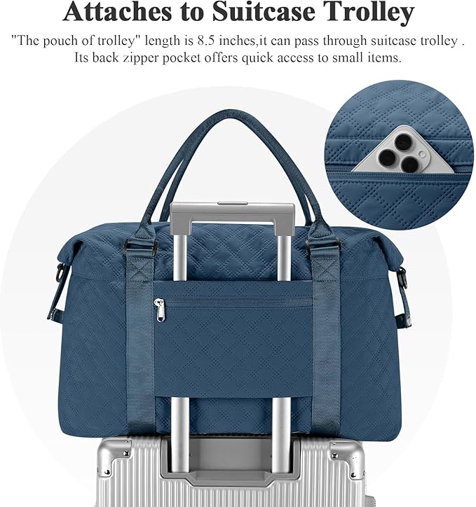 Travel Duffel Bag, Carry On Overnight Weekender Bags for Women | Travel Bag with Wet Pocket & Trolley Sleeve, For Spirit Airlines 18x14x8 Personal Item Bag