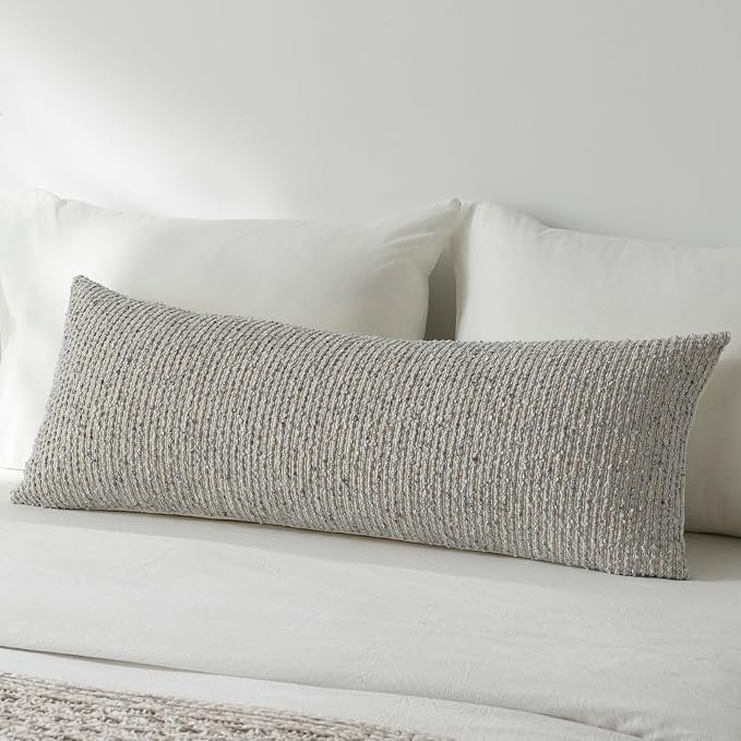 14x36 Blue Decorative Body Pillow Cover for Bed Textured Boucle Striped Chic Morden Boho Accent Farmhouse Rectangular Long Lumbar Throw Pillow Case for Bedroom Living Room Home Decor Couch Sofa