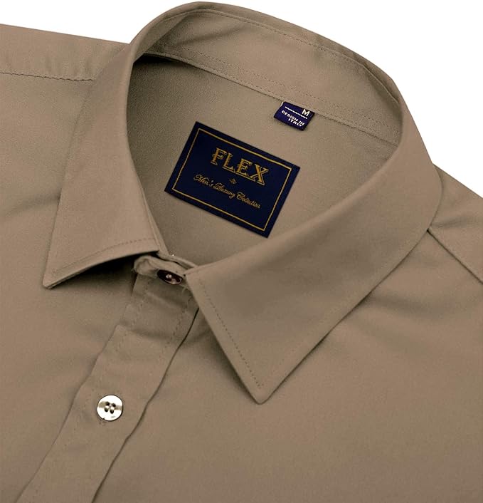J.VER Men's Dress Shirts Solid Long Sleeve Stretch Wrinkle-Free Formal Shirt Business Casual Button Down Shirts