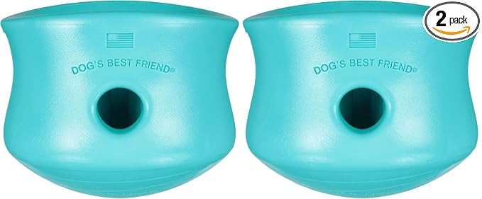 WEST PAW Zogoflex Toppl Interactive Treat Dispensing Puzzle Dog Toy for Mental Stimulation & Enrichment-Holds Kibble & Treats-Lickable, Freezable & Dishwasher Safe-Made in USA-XL-Teal (Pack of 2)