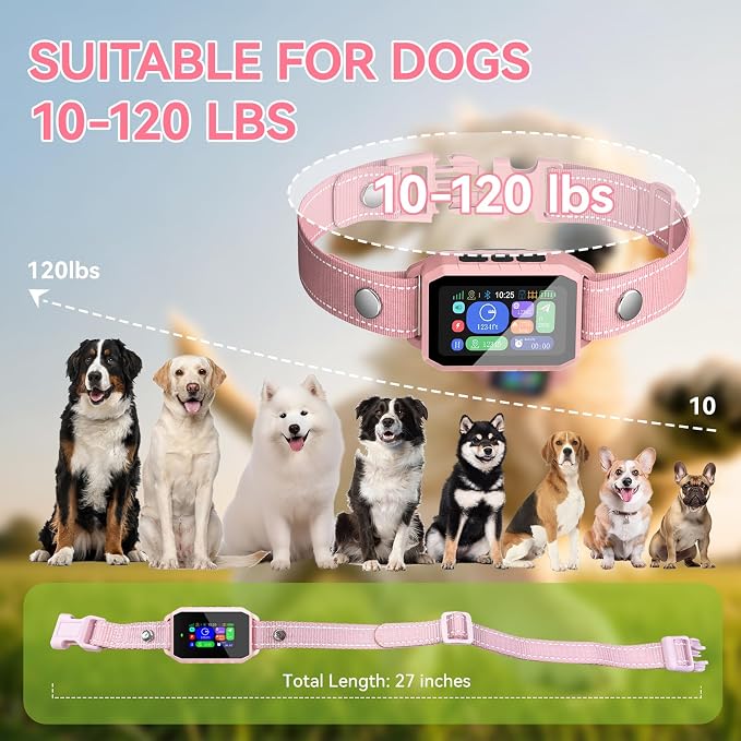 GPS Wireless Dog Fence, 2-1 Smart GPS Wireless Dog Fence with Free APP | No Subscription Fees, IP67 Waterproof, Pet Containment System with 3 Training Mode Beep/Vibration/Static, for Dogs 10–120 lbs