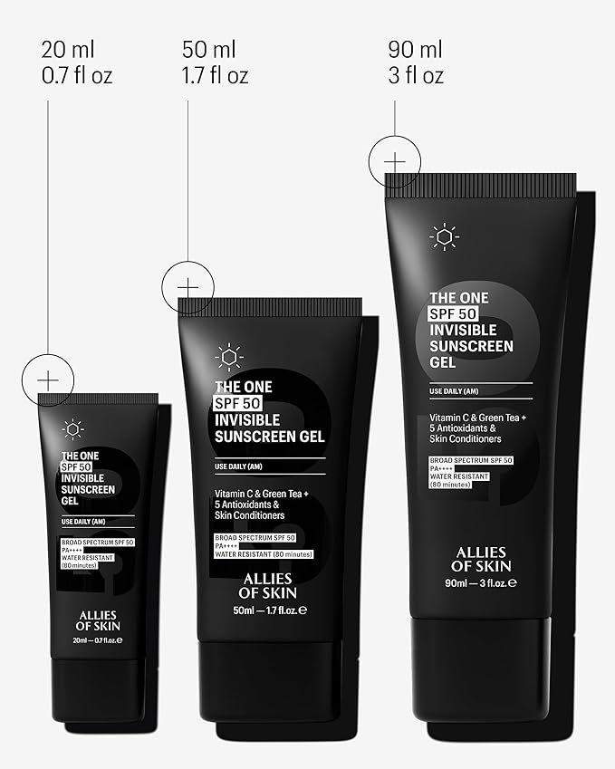 Allies of Skin Daily Face Sunscreen SPF 50 | Zero White Cast Lightweight Gel Formula | Dermatologist Tested Under Makeup Primer| Water-Resistant & PA++++ Broad Spectrum UVA/UVB (1.7 oz)