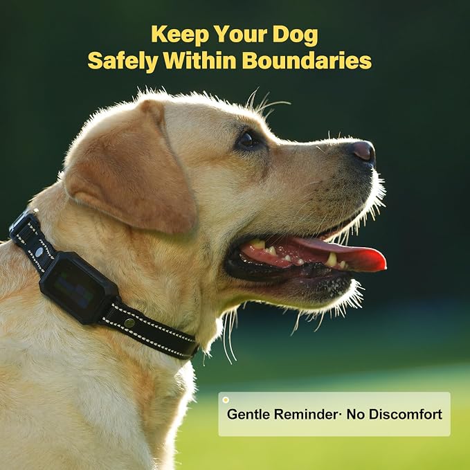 GPS Wireless Dog Collar Fence System - No Monthly Fee App Control, Custom Polygon Boundary & Remote Training, Free Phone Tracker for Up to 5 Pets, Virtual Electric Fence for Dogs