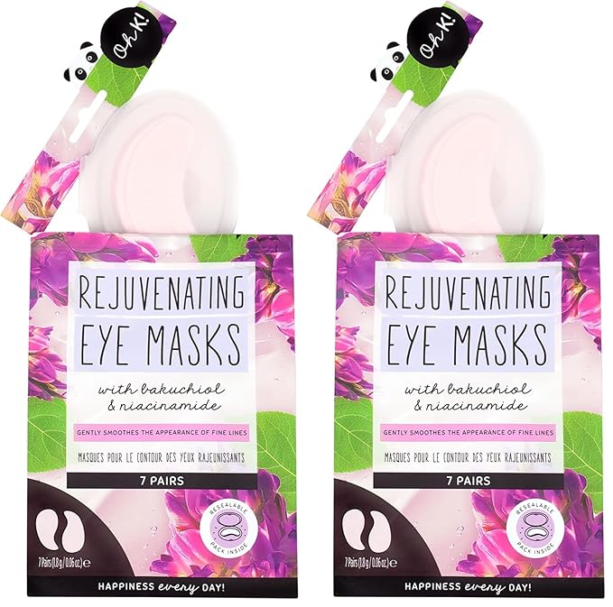 Oh K! Eye Mask - Rejuvenating - Hydrating Under Eye Patches - Depuffing Undereye Patches with Niacinamide - Hydrogel Mask for Dark Circles - 7 Pairs (Pack of 2)