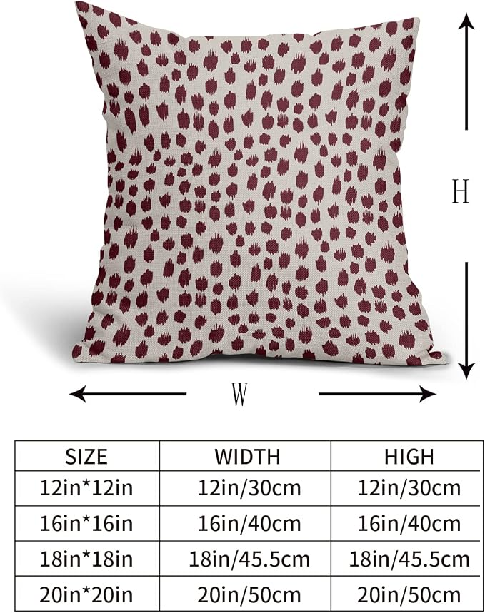 Burgundy Cream Pillow Covers 16x16 Set of 2 Boho Design Polka Dot Throw Pillows Modern Brush Strokes Print Decorative Outdoor Pillowcase Square Cushion Cover Linen Pillow Case for Home Sofa Couch Bed