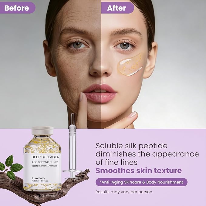 Collagen Silk Peptide Intensive Ampoule, Silk Peptide Intensive Lifting Ampoule，Anti-Aging Hydrating Serum for Face with Collagen & Multi Peptides，Hydrating Korean Skincare Facial Serum