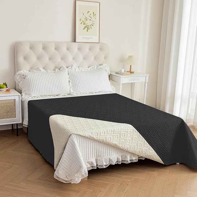 2026 Waterproof Bed Sofa Blanket (68"x82") Comfy Couch Sofa Mat for Dog Pets with Anti-Slip Back, Universal Incontinence Lightweight Liner Pad for Furniture Car Picnic etc Durable Washable, Black