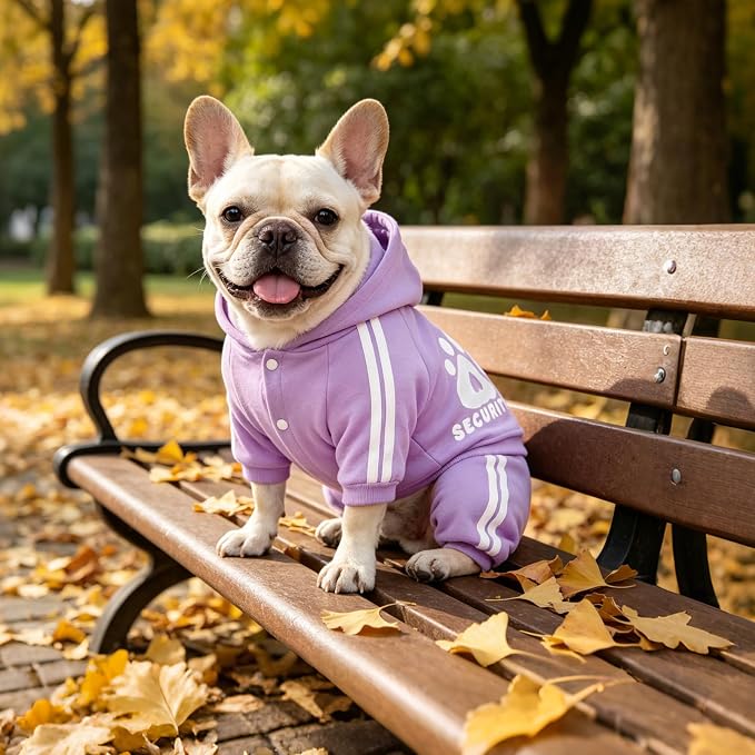 Dog Hoodie Security Clothes 4 Legs Jumpsuit Sweatshirt Hoodies Soft & Warm Dog Outfit Pullover Dog Winter Clothes Sweater for Small Medium Large Dogs Cats (Purple, Small)