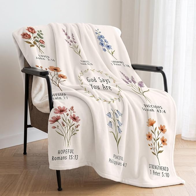 COMFAR Christian Gifts for Women Faith, Inspirational/Religious/Spiritual/Baptism Gifts for Adults/Girl, Soft Throw Blankets for Women/Men, First Holy Communion Gifts for Girls 40"x 50"