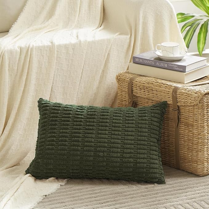 Fancy Homi 4 Packs Decorative Throw Pillow Covers for Living Room Couch Bed, Modern Farmhouse Boho Home Décor Accent Cushion Case, 24" x 12", Olive Green