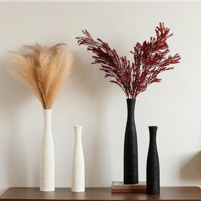Ceramic Flower Vase, 19.7" Tall Floor Vase Modern Rustic Farmhouse Decor | Tall Skinny Decorative Vases for Home Decor, Pampas Grass, Living Room, Office, Fireplace Bedroom Decoration