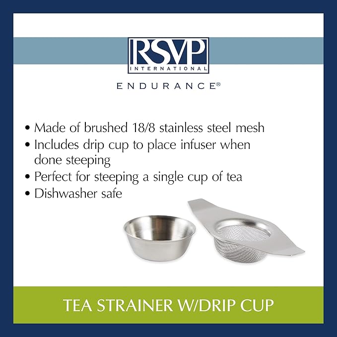 RSVP International Tea Strainer Collection, Strainer & Drip Cup