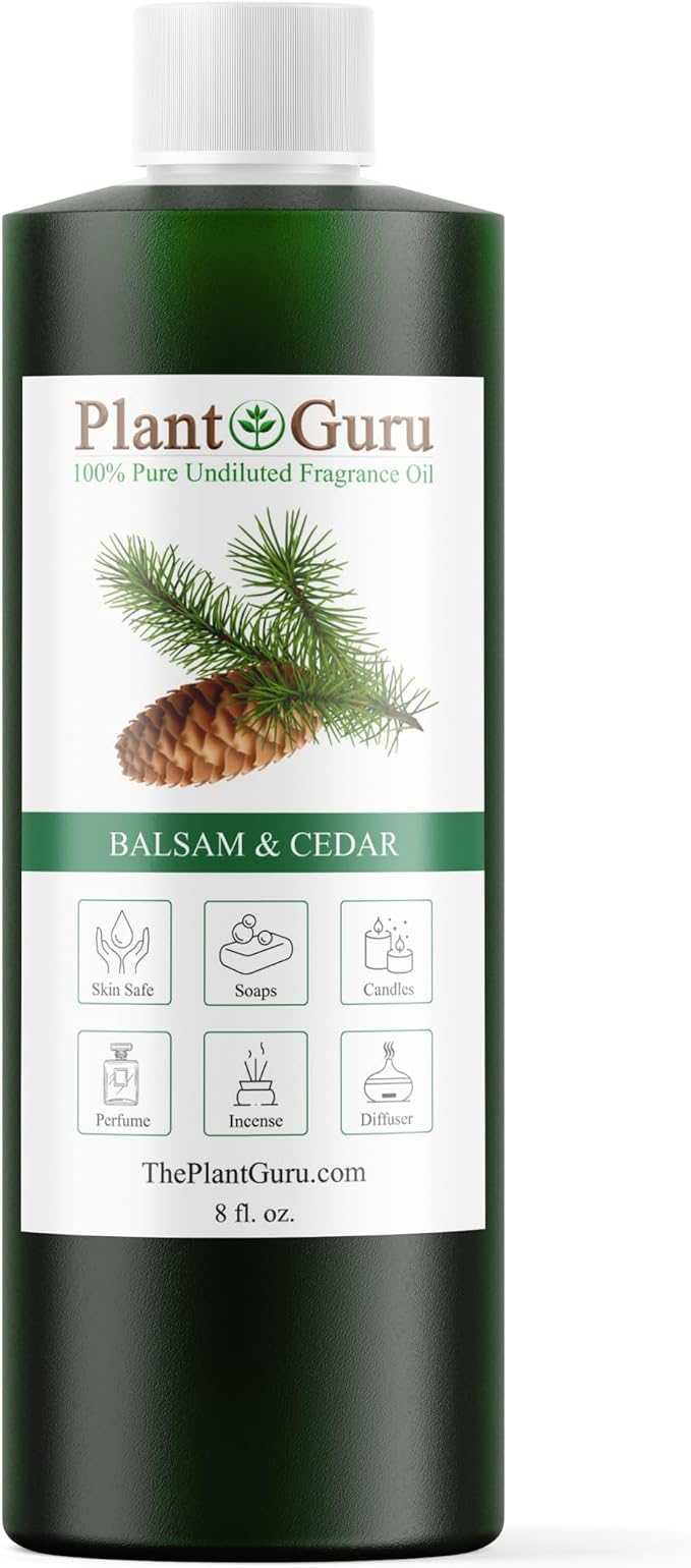 Balsam and Cedar Fragrance Oil 8 fl. oz. Scented Oil for DIY Soap Making, Candles, Bath Bombs, Body Butters. Used in Aromatherapy Diffusers, Burners and Warmers. Great Addition to Lotions and Creams.