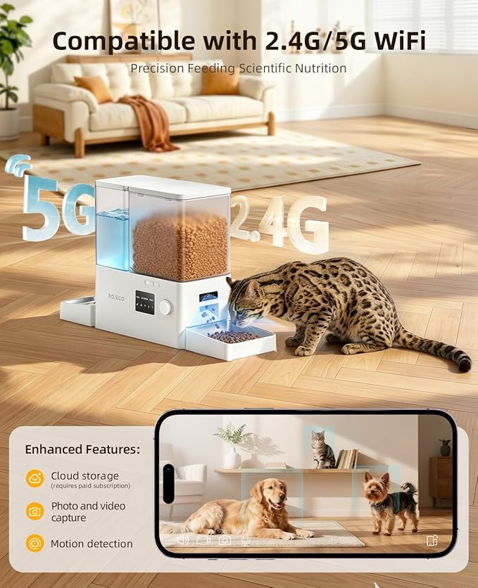 Automatic Cat Feeder with Camera,2-in-1 Smart Feeder,8.5L/36Cups | 1080P HD Camera/Night Vision/2.4G,5G WiFi APP/Timed Feeding/8.5L Large Capacity/304 SS Bowl/Detachable Clean/for Dogs & Cats