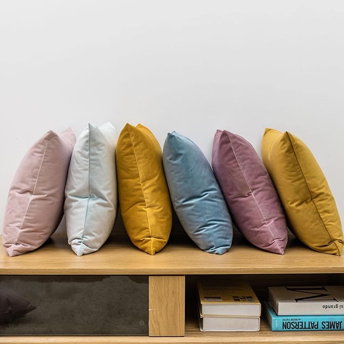 14x24 Velvet Throw Pillow Covers Set of 2 for Couch Bed Sofa,Light Blue | Decorative Soft Pillow Covers with Invisible Zipper for Couch Sofa Bed Living Room Bedroom Home Decor