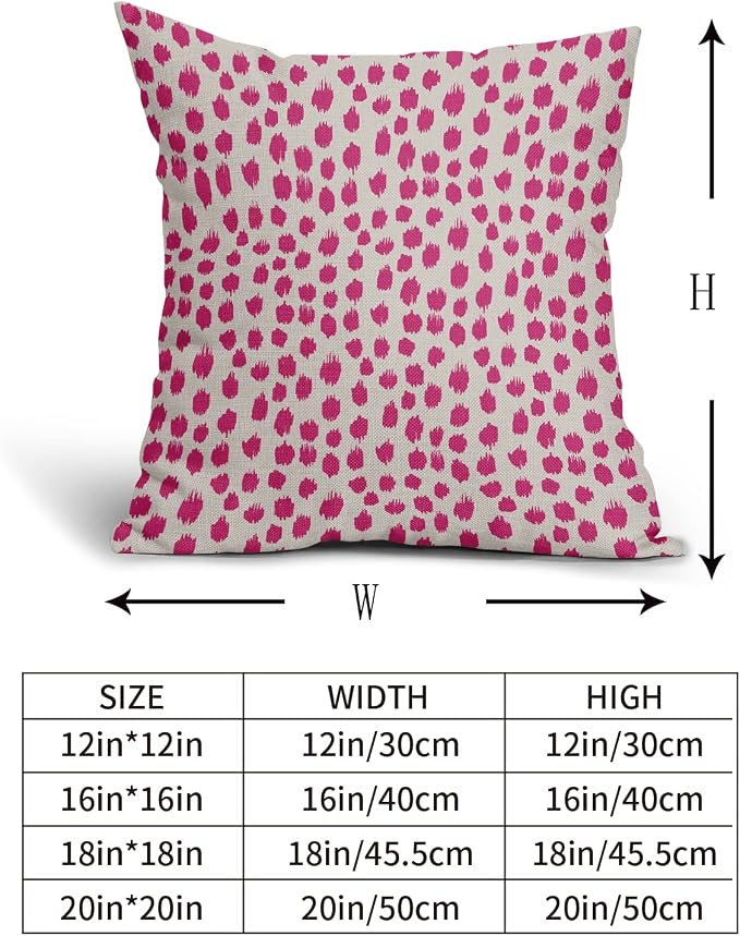 Hot Pink Cream Pillow Covers 18x18 Set of 2 Boho Design Polka Dot Throw Pillows Modern Brush Strokes Print Decorative Outdoor Pillowcase Square Cushion Cover Linen Pillow Case for Home Sofa Couch Bed