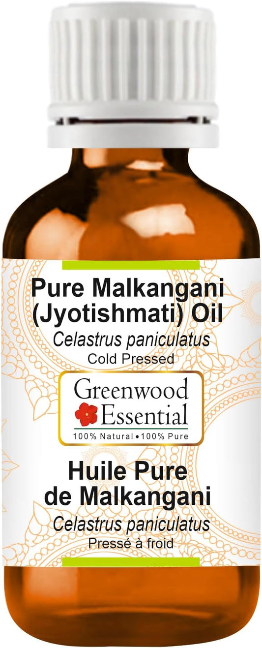 Greenwood Essential Malkangani (Jyotishmati) Oil (Celastrus paniculatus) | Cold Pressed | 15ml (0.50 oz)