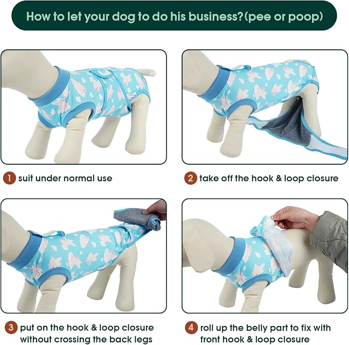 Kuoser Recovery Suit for Dogs Cats, Soft Dog Surgery Suit Female Male Spay | Professional Dog Onesie for Surgery, Substitute E-Collar & Cone, Prevent Licking Dog surgical suit Pet Neuter Suit