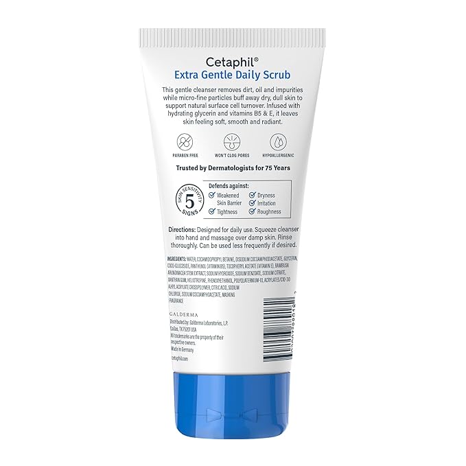 Exfoliating Face Wash, Extra Gentle Daily Face Scrub, Gently Exfoliates & Cleanses, For All Skin Types, Non-Irritating & Hypoallergenic, Suitable For Sensitive Skin, 6 Fl Oz, Pack of 2