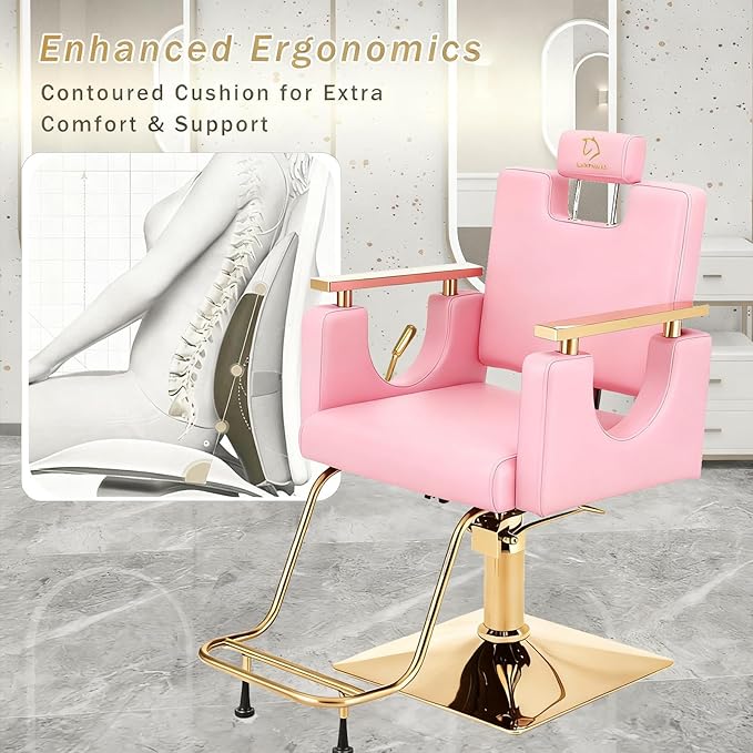 Heavy Duty Barber Chair, 360° Swivel Reclining Salon Chair for Hair Stylist, Height Adjustable Hydraulic Hairdressing Chair with Footrest for Barber Shop, Beauty Salon, Hairdressers